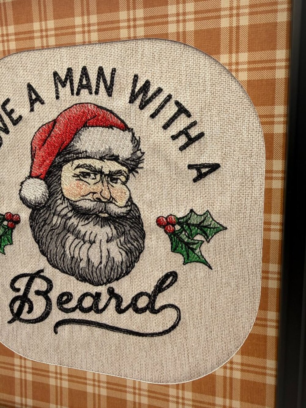 Homemade "I Love A Man With A Beard" 8X10 Embroidery Art - Picture 3 of 6
